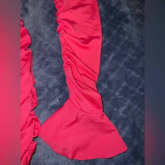 SHEIN Off Shoulder Backless Flounce Sleeve Ruched Bodycon Dress Hot Pink Medium - Picture 6 of 6